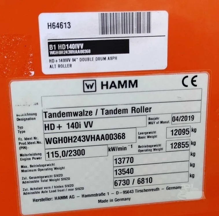 2019 HAMM HD+140IVV Smooth Drum Rollers for sale in Panora, IA - listing photo 37 of 43