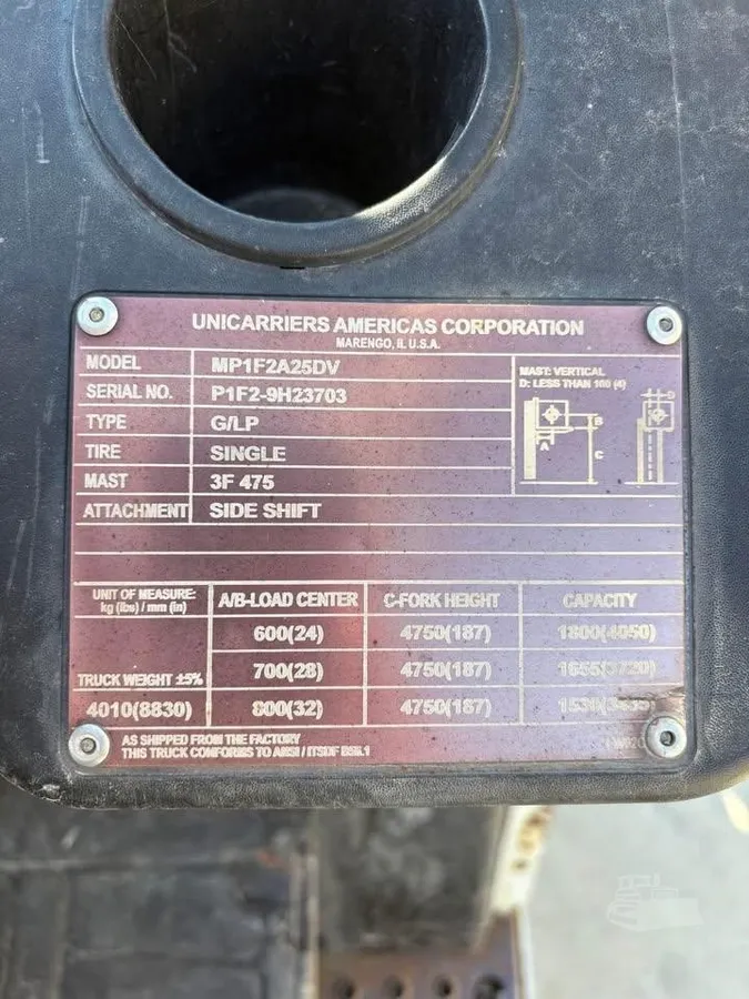 2019 Nissan MP1F2A25DV Industrial Forklift Counterbalance for sale in Mount Ayr, IA - listing photo 5 of 6